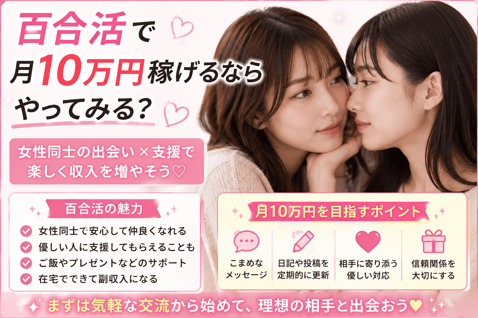 百合活で月10万円稼げるならやってみる?